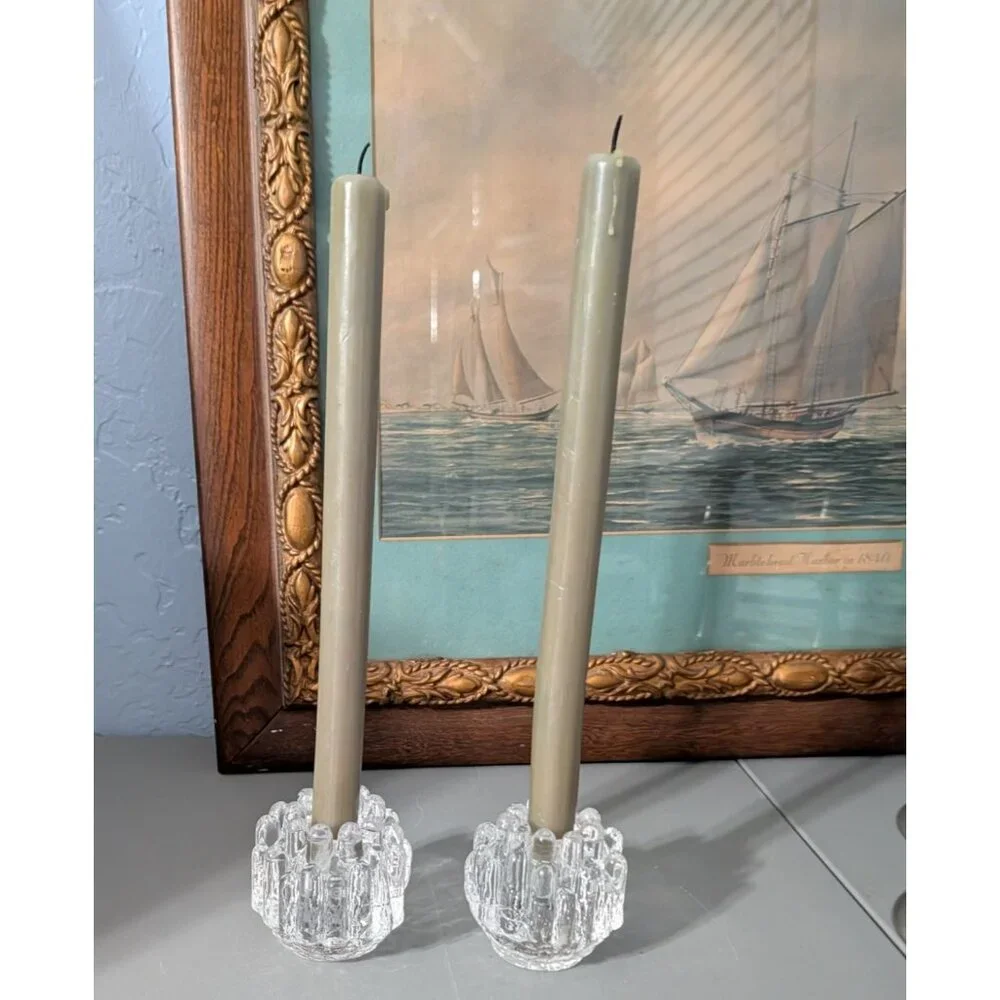 Kosta Boda Goran Warff Crystal Votive Candle Holders Set of 2 - Picture 3 of 16